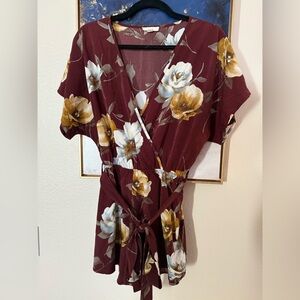 Maroon Floral romper size large